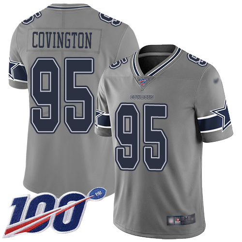 Men Dallas Cowboys Limited Gray Christian Covington #95 100th Season Inverted Legend NFL Jersey